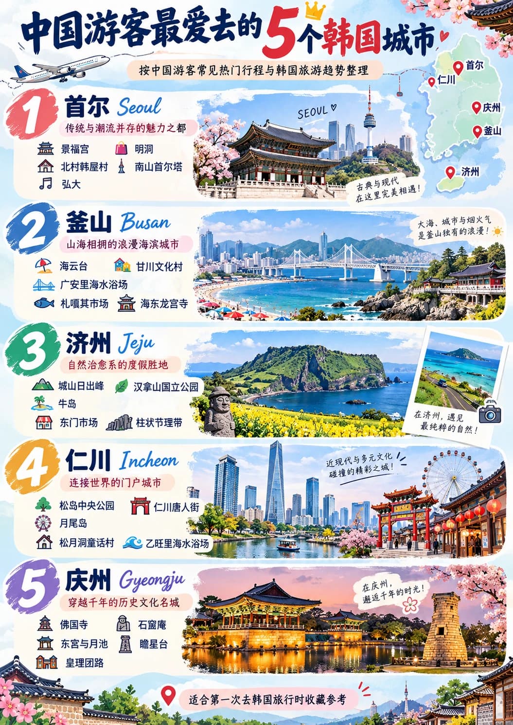 第一次去韩国怎么玩？这5座城市先收藏🇰🇷封面图