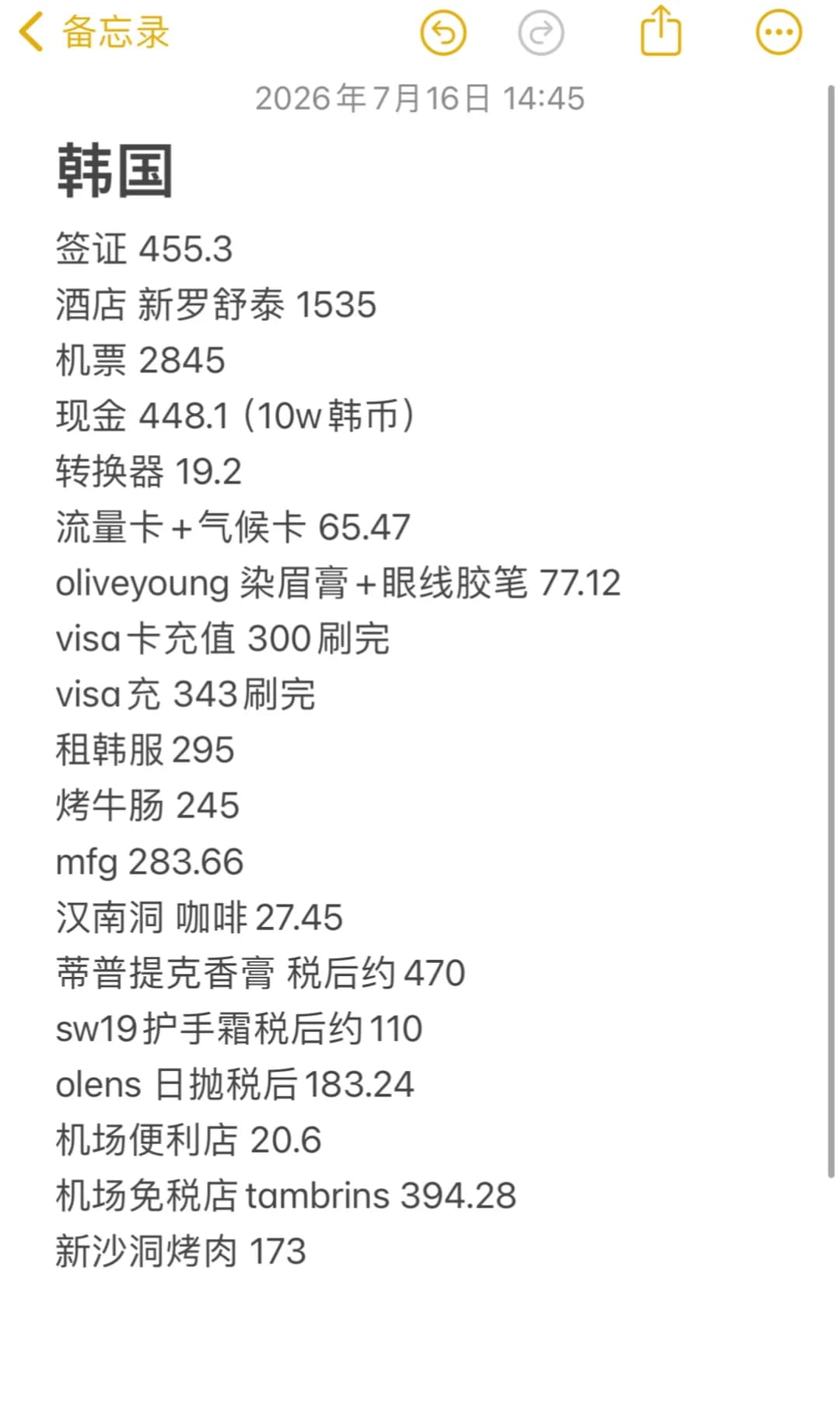 记录一下首尔四天三晚开销～封面图