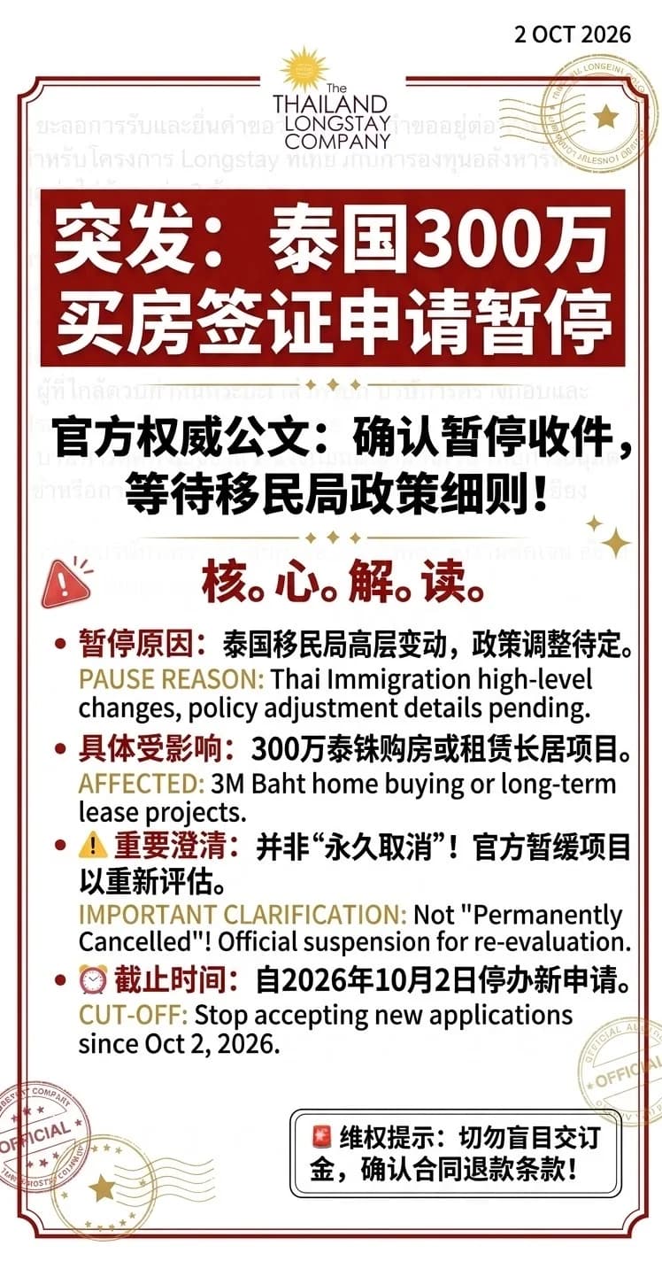 突发：300万泰铢买房送长居签证，现在暂停封面图