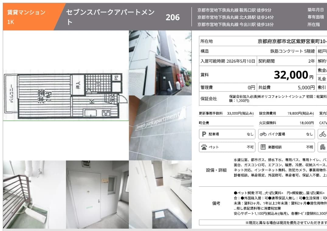 京都租房 0礼0押 3.2w/月封面图