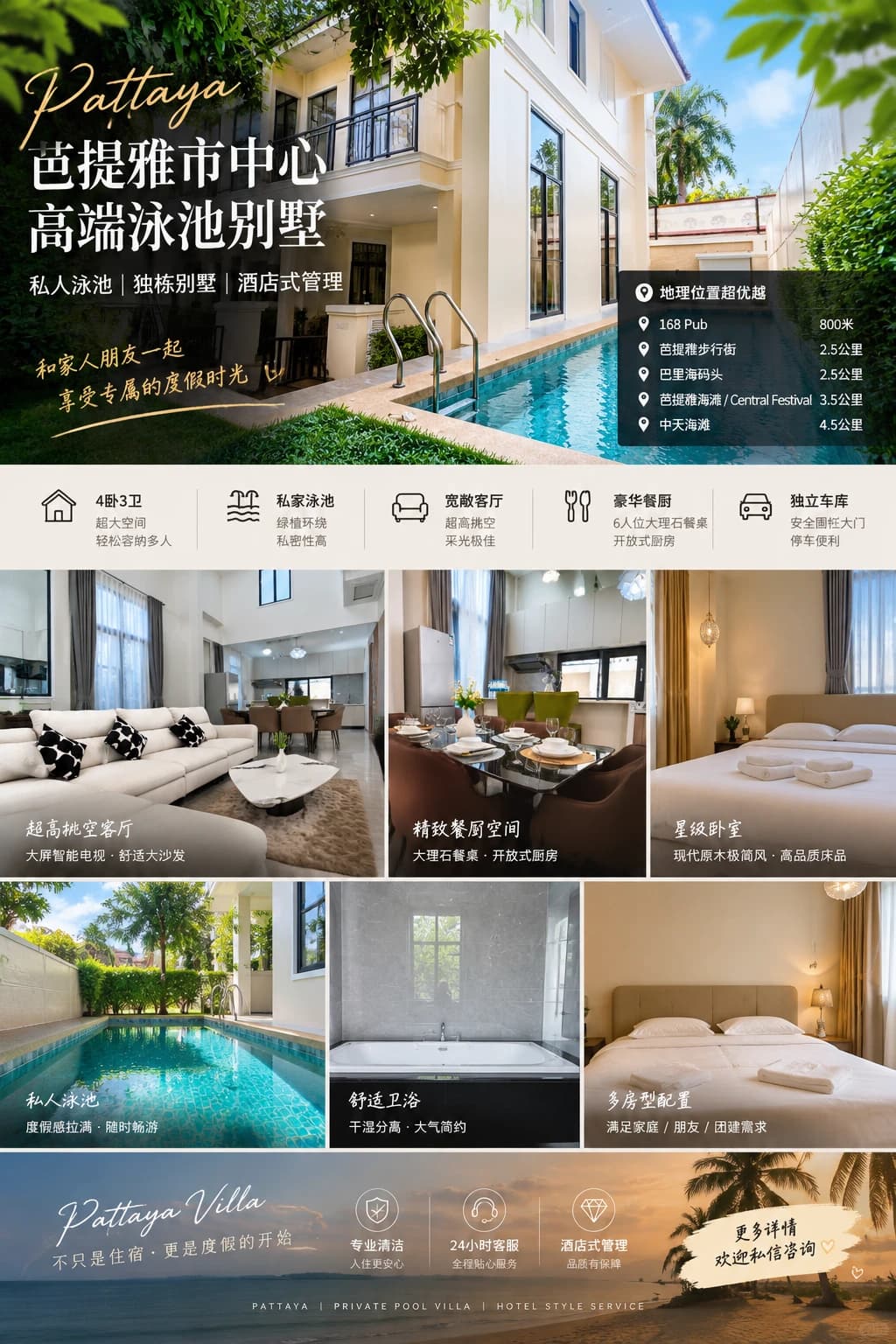 芭提雅市中心🏡带私人泳池的别墅也太适合度封面图