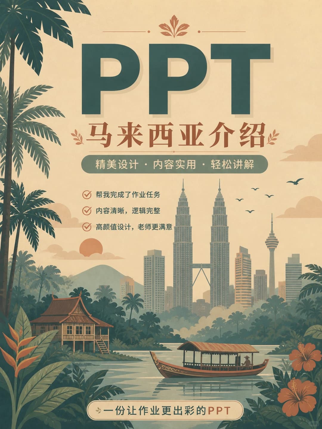 20页PPT带你走进马来西亚封面图