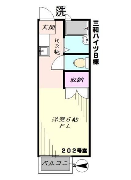 东京足立区高野站13分钟步行，20.48㎡南向1K公寓月租4.2万日元，无礼金押金封面图