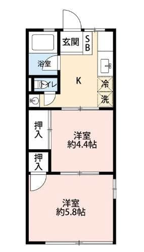 北国分駅2K户型，面积33.39㎡，月租4.7万日元加2000日元，预计2026年11月中旬入住封面图