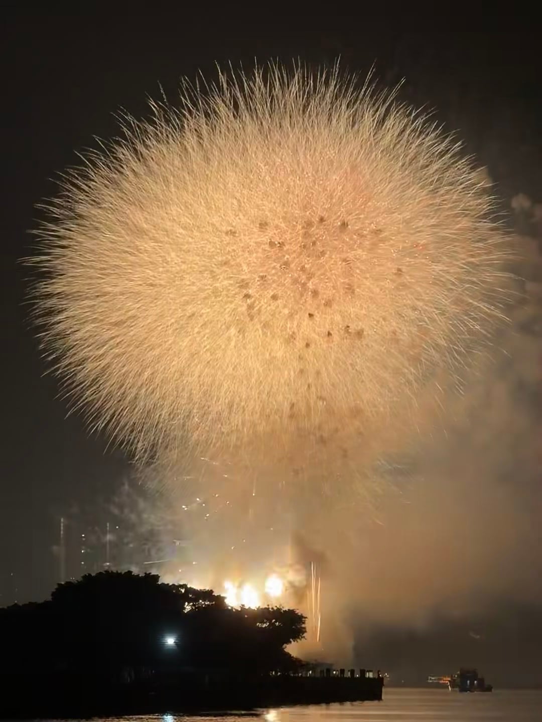今晚江边看烟花，直接被炸到失语…这球形太绝了！