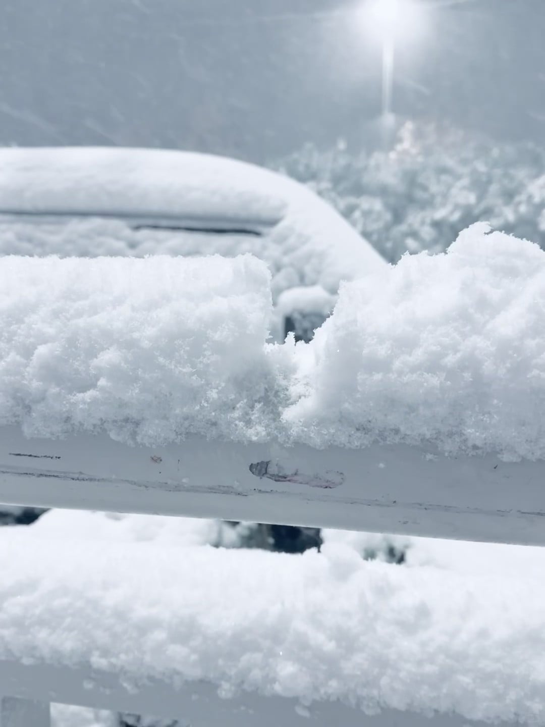 雪天通勤的温柔暴击：车顶积雪像云朵，扶手上的雪堆刚被风啃了一口