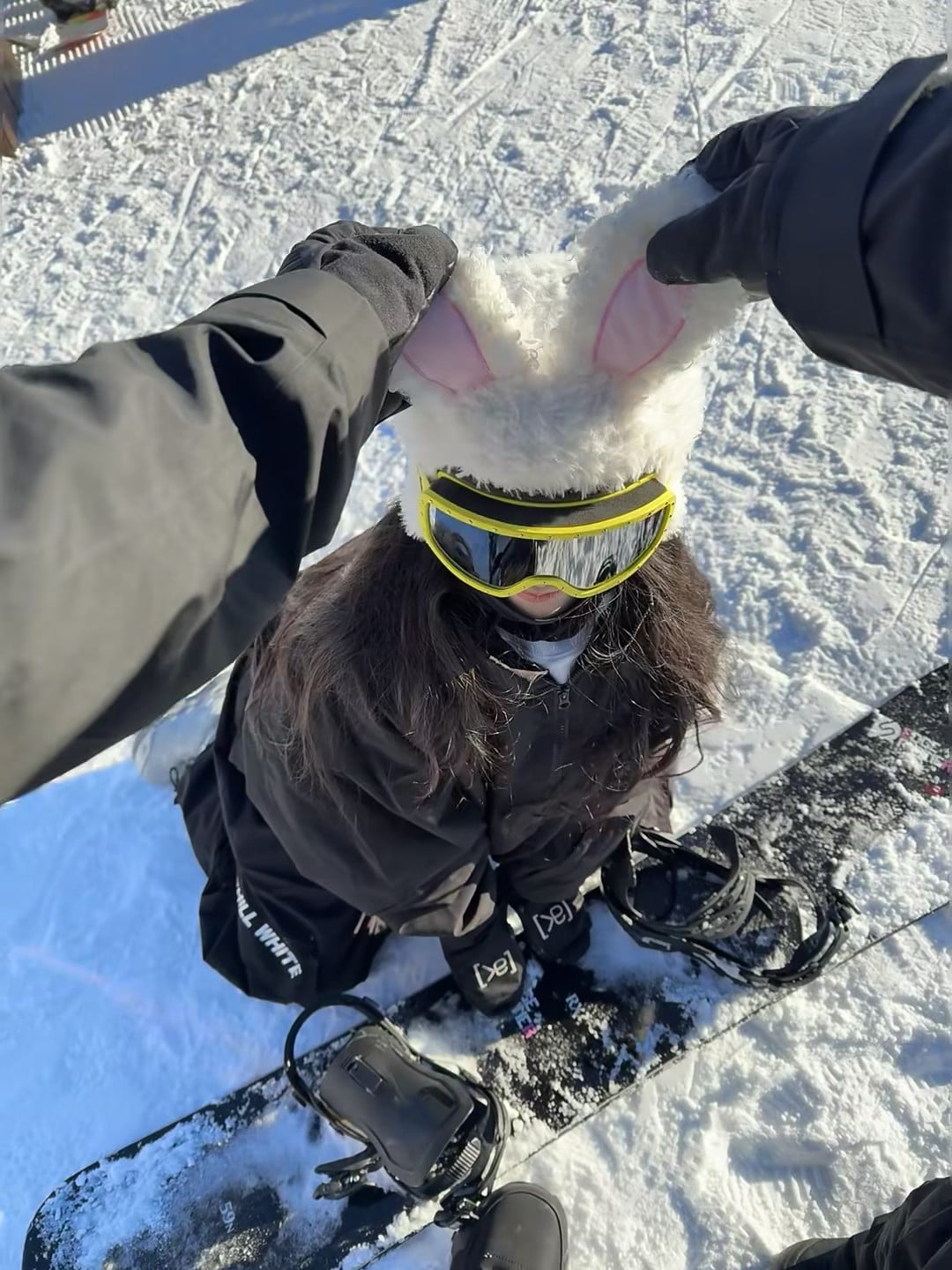 雪地里的小兔耳朵被风吹得直晃悠…但还是想拍张照！