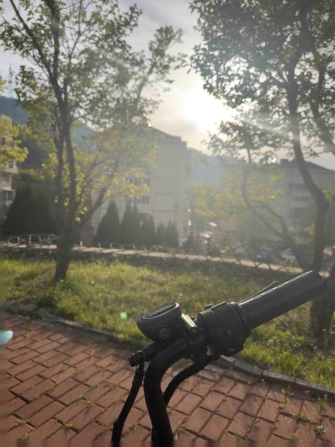 晨光里的电车把手，今天在老城边的砖路上晃悠