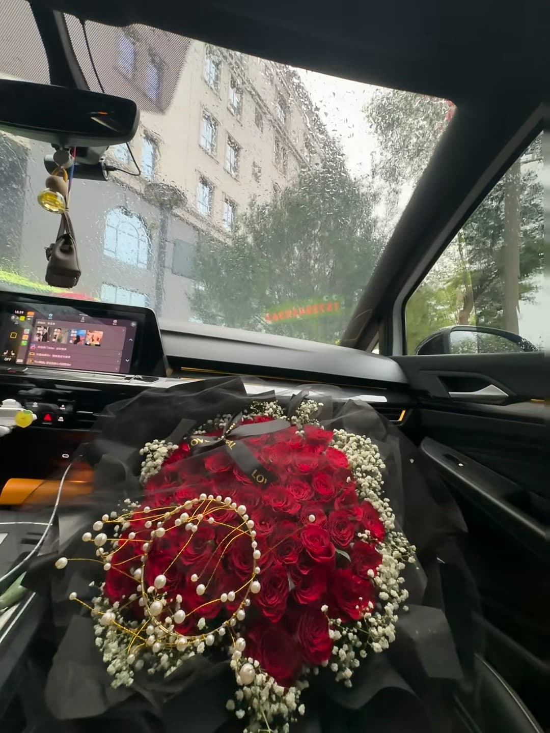 雨天开车,副驾突然多了一大捧红玫瑰 🌹(谁懂啊)封面图
