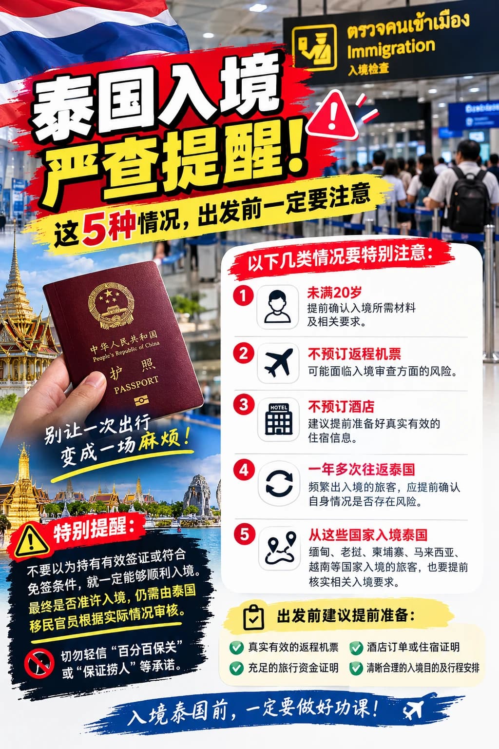 ⚠️ 近期泰国入境提醒!这些情况一定要注意!封面图