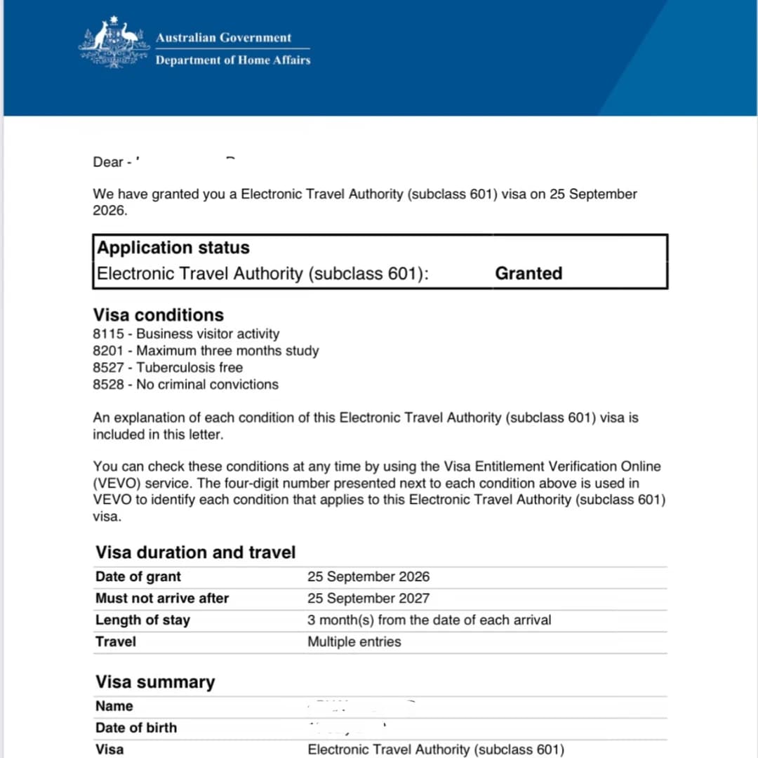 被拒几次后,澳签终于GRANTED了😭🇦🇺封面图